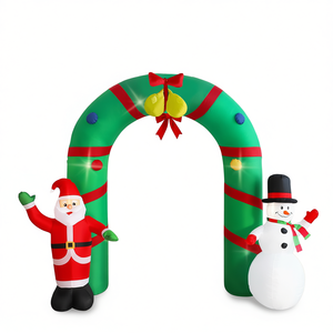 Arco Gonfiabile Natalizio 7,9 Piedi con Luci LED, Babbo Natale e Pupazzo di Neve, Decorazione da Giardino per le Festività, Materiale PVC Multicolore - Product Image 1