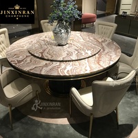 Table à manger ronde pivotante de luxe moderne sur mesure, 6 places, 1,8 m, avec plateau en marbre et plateau tournant Lazy Susan, pour salle à manger de villa