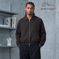 Blouson Rétro à Carreaux Homme Double Zip Coupe-Vent Bomber Coupe Ample Décontractée Vêtement d'extérieur Tartan Mode Urbaine Décontractée