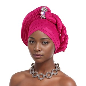 Turbante de lujo Gorros Mujeres Hijabs Pañuelo étnico Pañuelos africanos Fiesta DE BODA nigeriana Aoto Gele Hair Wrap - Product Image 5