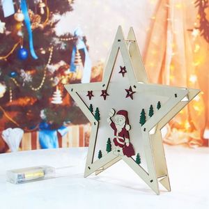 Factory Wholesale Wooden Material Christmas Hanging Ornament Decoration Warm White <b>LED</b> <b>Light</b> - Product Image 5