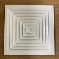 Diffuseur de plafond moderne en tôle d'aluminium Hvac T Bar 4 voies-Diffuseur carré de couverture d'aération