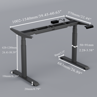 Cadre de bureau assis-debout réglable à double moteur en métal, moderne et luxueux, avec capacité de charge élevée pour poste de travail professionnel à domicile