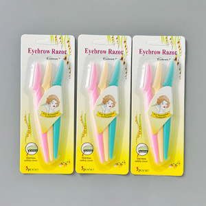 Wholesale 3PCS Portable Eyebrow Razor Trimmer With Cover Beauty Stainless Steel Blade Razor Women <strong>Makeup</strong> <strong>Tools</strong> - Product Image 2