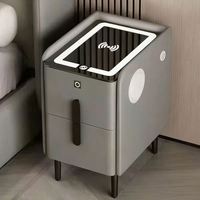 Meubles de chambre à coucher de luxe, table de chevet en bois intelligente, tables de nuit modernes avec charge sans fil USB