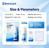Emballage blister personnalisé en PET avec carte en papier pour spray rafraîchissant pour la bouche, produit d'hygiène bucco-dentaire, logo et taille personnalisés