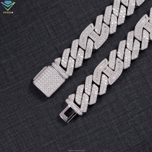 Chaîne glacée en moissanite VVS pour hommes, 15 mm de large, argent massif 925 plaqué or, collier de rappeur, chaîne cubaine glacée en diamant - Product Image 5