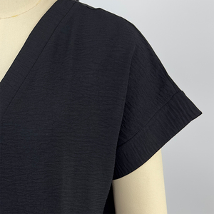 Femmes décontracté é<span class=keywords><strong>t</strong></span>é ODM haut en tricot Style Vintage à manches courtes <span class=keywords><strong>grande</strong></span> <span class=keywords><strong>taille</strong></span> respirant col en v ample <span class=keywords><strong>t</strong></span>-<span class=keywords><strong>shirt</strong></span> - Product Image 5