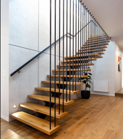 Escalier moderne en bois à poutre simple, sur mesure, de luxe, pour villas, intérieurs, escalier flottant sur mesure