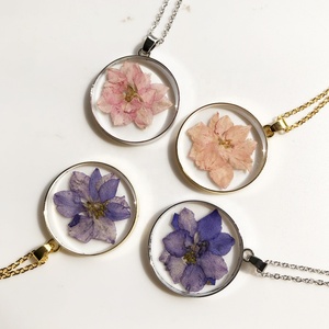 Collier avec pendentif en chaîne pour femmes, bijou personnalisé, couleur rose violet, larkspure, <span class=keywords><strong>naissance</strong></span>, <span class=keywords><strong>juillet</strong></span> - Product Image 2