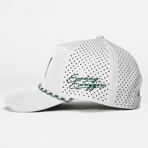 Casquette de baseball sportive à séchage rapide à 5 panneaux avec logo personnalisé, trous découpés au laser, golf, polyester, sangle, casquette de papa - Product Image 4