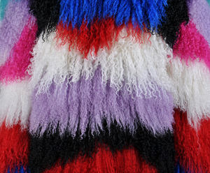 YR011 Designer Chic Style Ladies Multicolor Real Mongolian Fur Coat Acepta Custom Make - Product Image 6