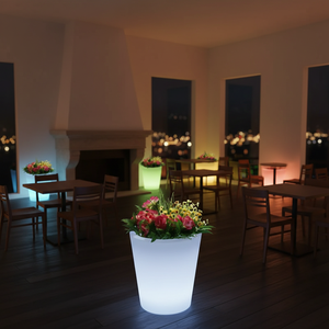 Jardinière ronde en <span class=keywords><strong>plastique</strong></span> moderne avec éclairage changeant de couleur, imperméable, pot de fleurs d'extérieur, utilisable comme <span class=keywords><strong>vase</strong></span> de sol - Product Image 6