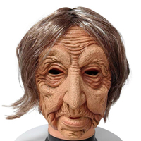 Masque réaliste de femme âgée avec perruque, en caoutchouc souple et latex, pour mascarade, masque amusant de femme âgée, masque intégral pour costume, masque de fête amusant