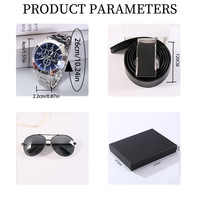 Ensemble cadeau fantaisie pour homme en 5 pièces, montre en acier, ceinture en cuir et boucle, boîte cadeau - Café/Noir