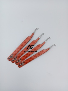 Pinzas de extensión de pestañas recubiertas de papel totalmente personalizables Punta de fibra de 90 grados Pinzas de pestañas de volumen de acero inoxidable sostenibles - Product Image 6