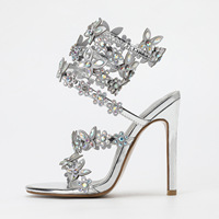 Sandales PU de créateur pour femmes Sandales en strass pour l'été et les banquets Prix de gros