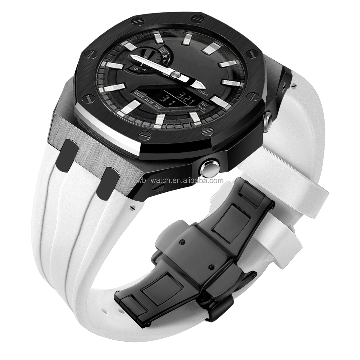 Black Case+White Band