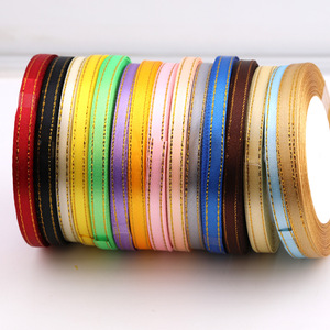 Cinta de Raso de 0.6cm con Doble Borde Dorado, Cinta Colorida para Manualidades, Envolver Regalos, Pasteles, Dulces y Tejidos - Product Image 5