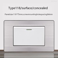 Interrupteur Électrique Tactile en Acier Inoxydable 16A 110-250V IP20 Design Moderne Durable Mural 1 Gang 1/2 Voie Installation Facile