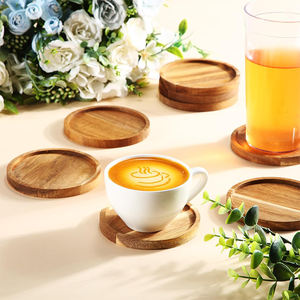 Posavasos De Madera WDF Petit Assiette En Bois Porta Vasos Posavasos De Madera De Acacia grabables en blanco - Product Image 4
