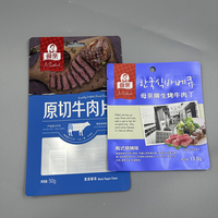 Tas kemasan Jerky daging sapi cetak kustom 3 sisi kantong tertutup dengan jendela bening kantong kemasan penghalang tinggi untuk daging sapi dan daging domba