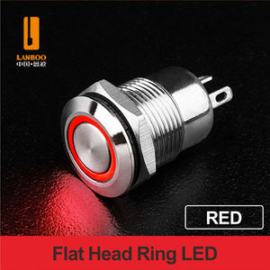 LANBOO 12mm 미니 플랫 푸시 버튼 스위치. 경제 스위치. 래칭/순간. LED 빨강, 녹색, 파랑, 노랑 및 흰색 - Product Image 3