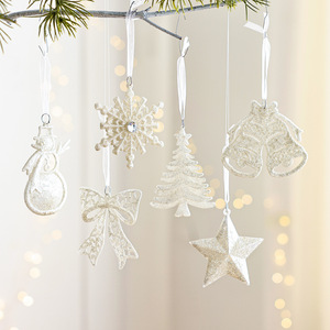 עץ חג המולד בצורת נצנצים פלסטיק לבן קישוט מקורה אספקה 7*14 ס "מ - Product Image 1