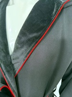 Peignoir d'hôtel de luxe noir à capuche, extérieur en satin, intérieur en velours cristal, écologique, thermique, logo personnalisé, unisexe