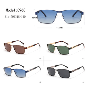 Gafas de Sol Rectangulares Unisex con Marco Metálico, Lentes con Degradado Azul, 100% Protección UV, para Uso en Exteriores, para Adultos - Product Image 3