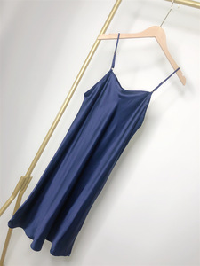 Real Zhen Silk Slip Dress Robe à boucle réglable Jupe de base mi-longue pour femme <span class=keywords><strong>Jupon</strong></span> Chemise de nuit - Product Image 5