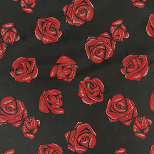 Grosir kustom benang dicelup poliester timbul kain Jacquard tenun merah bunga mawar kain brokat untuk gaun wanita - Product Image 3