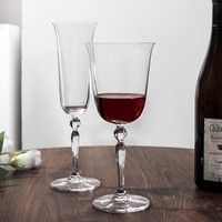 Verre à pied haut en cristal soufflé à la main, style luxe léger européen, transparent, pour hôtels et bars