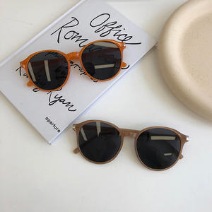 แว่นกันแดดสไตล์เกาหลีใหม่สีส้มย้อนยุคทรงกลมป้องกันรังสียูวี 400 ประเภท 3 แว่นกันแดดดีไซน์วงรี F3-3386 - Product Image 1