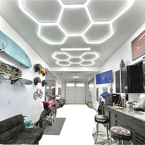 Lumière de <span class=keywords><strong>garage</strong></span> hexagonale <span class=keywords><strong>LED</strong></span>, lumière de plafond en nid d'abeille pour le detailing automobile, atelier, salon de coiffure, AC110-240V, installation facile - Product Image 5