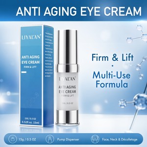 Crema Contorno <span class=keywords><strong>de</strong></span> Ojos Antienvejecimiento, Reafirmante, Reduce Líneas Finas y Arrugas, Hidratante, Suavizante, Multiusos para Rostro y Cuello, 15g, Vegana, OEM, Personalizable - Product Image 1