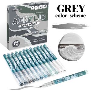 ปากกาอะคริลิคแบบน้ำสำหรับนักเรียน รุ่นใหม่ สีเทา ชุด 12 ด้าม - Product Image 5