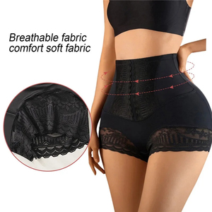 Pantalon sculptant sans couture pour <span class=keywords><strong>femme</strong></span>, taille haute, effet ventre plat et rehausseur de hanches, en dentelle et soie respirante, avec effet serre-taille - Product Image 4