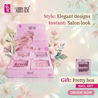 Lot de 6 faux ongles à presser en strass dégradés Sweet Rose, longs, avec boîte de présentation, pré-conçus pour salon de manucure