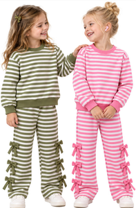 Ensemble jupe et sweat-shirt rayé personnalisé pour petites filles, avec nœud latéral, manches longues, respirant, tenues d'automne, faible MOQ pour enfants - Product Image 3