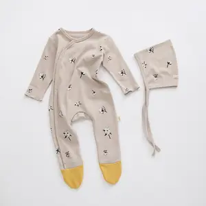 Op Maat Gemaakte Hoge Kwaliteit Vier Seizoenen Puur Katoenen Baby Pyjama Peuter Unisex Baby Print Onesie Kleding