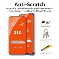 En stock, protection d'écran en verre trempé HD anti-rayures 21D pour iPhone 15 14 13 12 11
