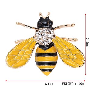 1 pièce Broche enfant abeille en alliage, design goutte d'huile, incrustée de strass, épingle de revers insecte, bijou de mode pour usage quotidien - Product Image 2