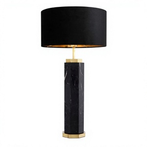 Lampe de bureau en marbre noir pour hôtel, chambre d'hôtel, salon, chambre à coucher, bureau, éclairage et décoration de la maison - Product Image 1