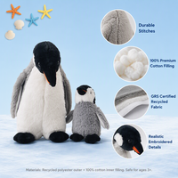 Ensemble de jouets en peluche réaliste Pingouin empereur, animaux en peluche en tissu recyclé écologique, rembourrage en coton, vente en gros OEM, logo personnalisé