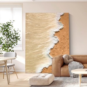 Hand Painted Abstract Wave Texture Oil Painting Rectangle 3D Visual Effect Modern Minimalist Wall Art - Product Image 4