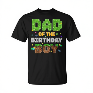 T-shirt coordinata per la famiglia con stampa Dad Of The Birthday Boy Pixel Gamer Party - Product Image 2