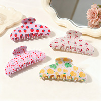 Pince à cheveux YJL mignonne à imprimé fruits (fraise, cerise, citron) pour femme – Accessoire quotidien doux – Pinces à cheveux personnalisées