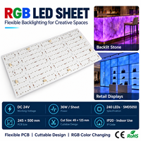 Feuille LED RGB DC24V 36W, panneau LED flexible SMD5050, feuille lumineuse LED découpable pour rétroéclairage de comptoir en pierre translucide ou onyx