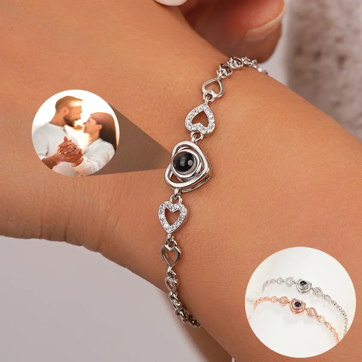 Customized Photo Projection Fashion Jewelry Bracelets Personalized Couple Bracelets for Anniversary Gifts